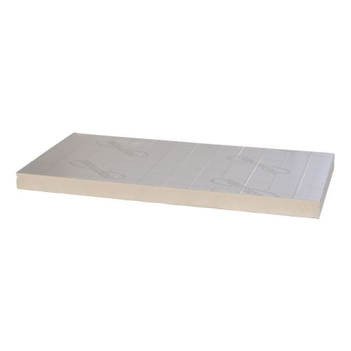 Panneau PIR 100 mm d'épaisseur Rd 4,50 - Recticel Silver - Revêtement aluminium - 600x1200 mm (0,72m2)